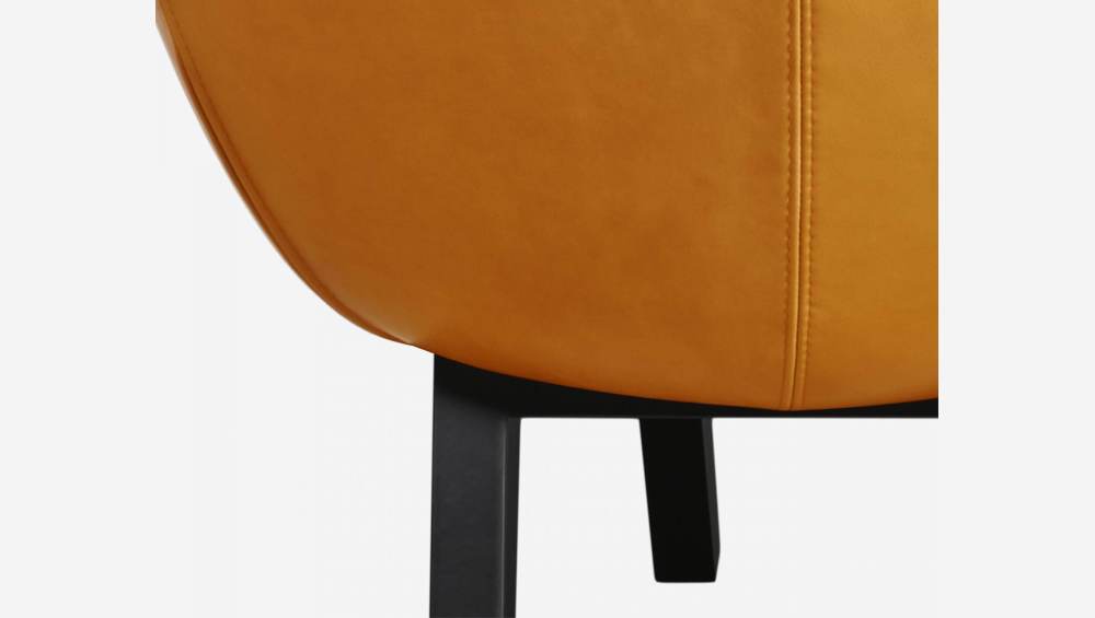 Sessel aus Lecce-Stoff - Beige und Vintage-Leder - Schwarze Füße