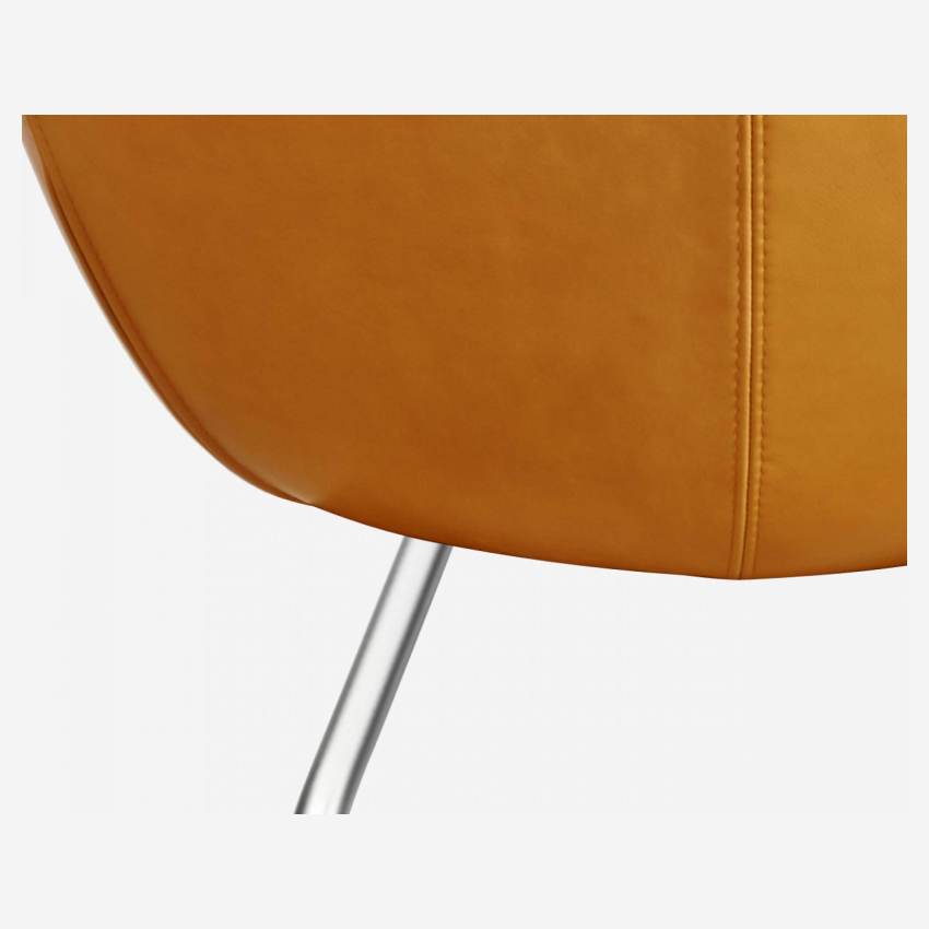 Sessel aus Lecce-Stoff - Beige und Vintage-Leder - Füße aus mattem Stahl