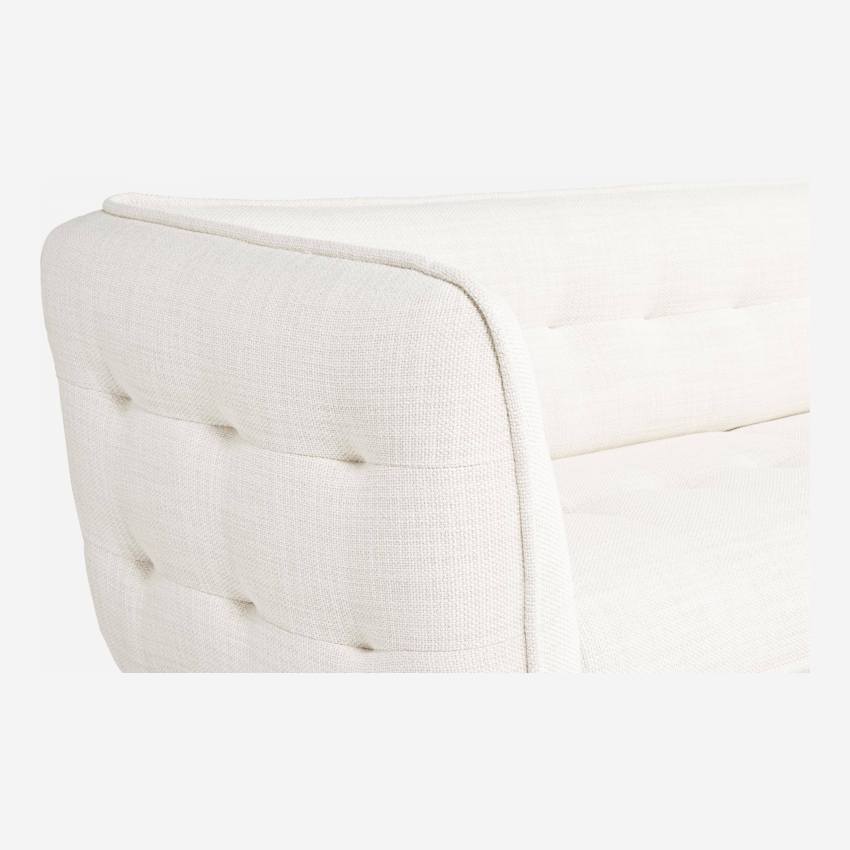 3-Sitzer-Sofa aus Fasoli-Stoff - Weiß - Dunkle Füße