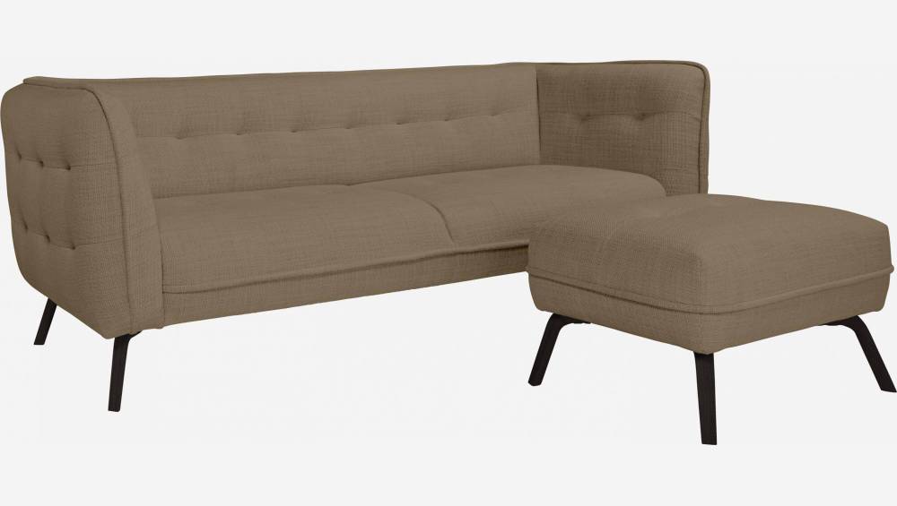 Fasoli fabric 3-seater sofa - Brown - Dark legs