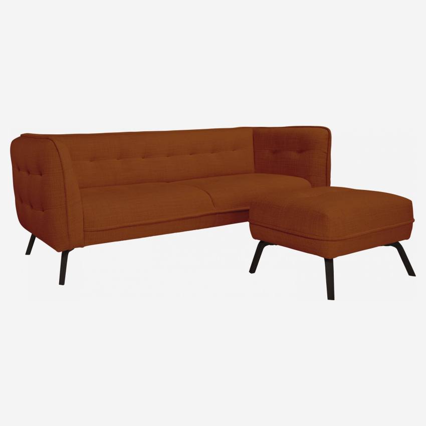 3 -Sitzer-Sofa aus Fasoli-Stoff - Ziegelrot - Dunkle Füße