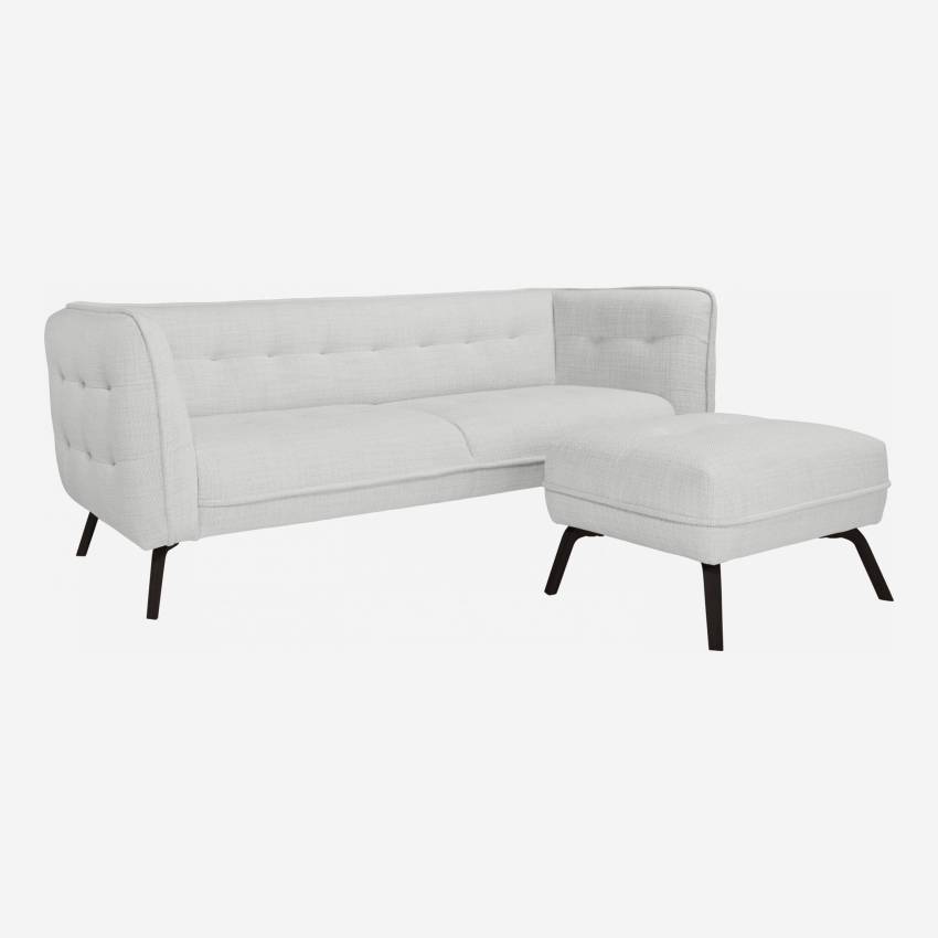 Fasoli fabric 3-seater sofa - Light grey - Dark legs