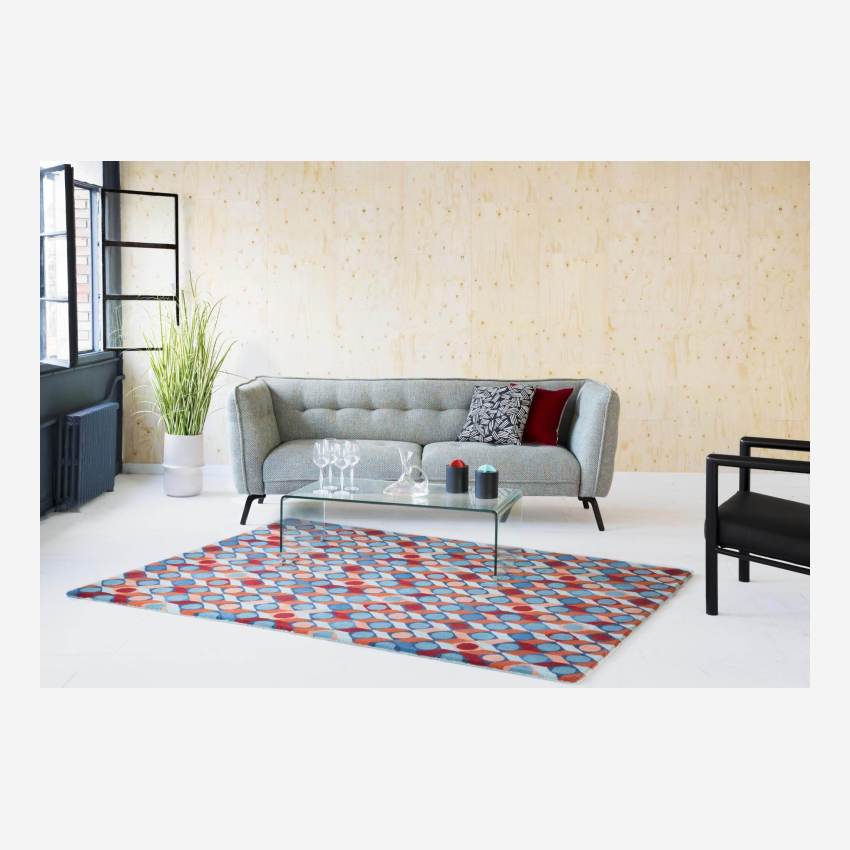 Fasoli fabric 3-seater sofa - White - Oak legs