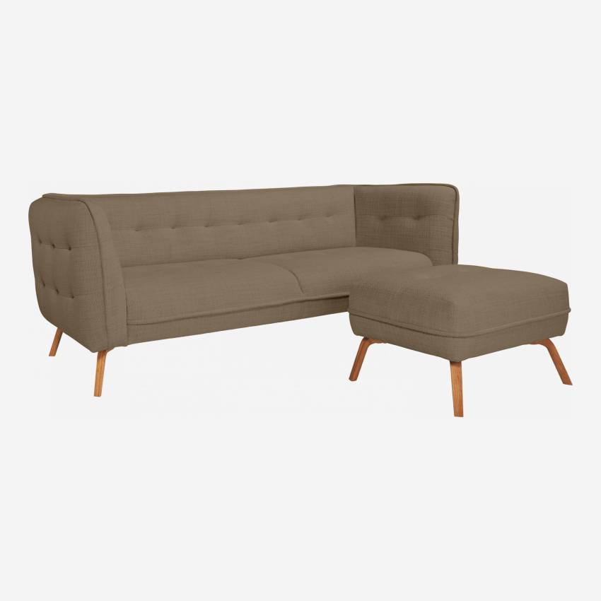 3-Sitzer-Sofa aus Fasoli-Stoff - Braun - Eichenfüße