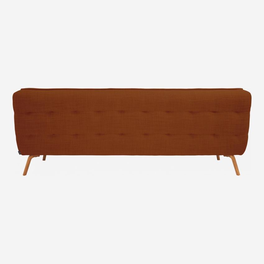 Fasoli fabric 3-seater sofa - Brick red - Oak legs