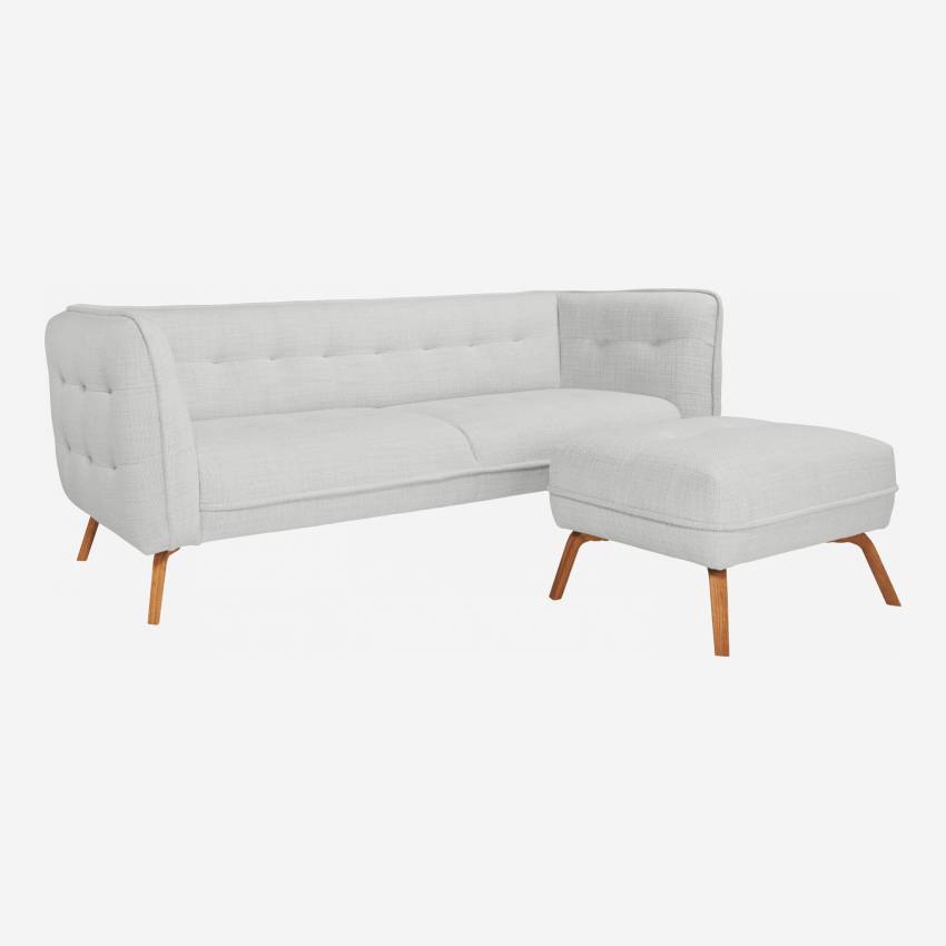 Fasoli fabric 3-seater sofa - Light grey - Oak legs