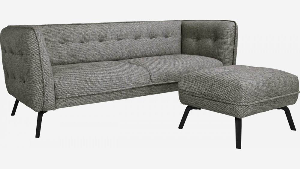 Bellagio fabric 3-seater sofa - Grey Black - Dark legs