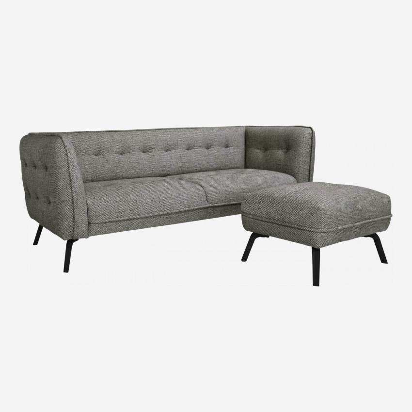 3-Sitzer-Sofa aus Bellagio-Stoff - Grauschwarz - Dunkle Füße