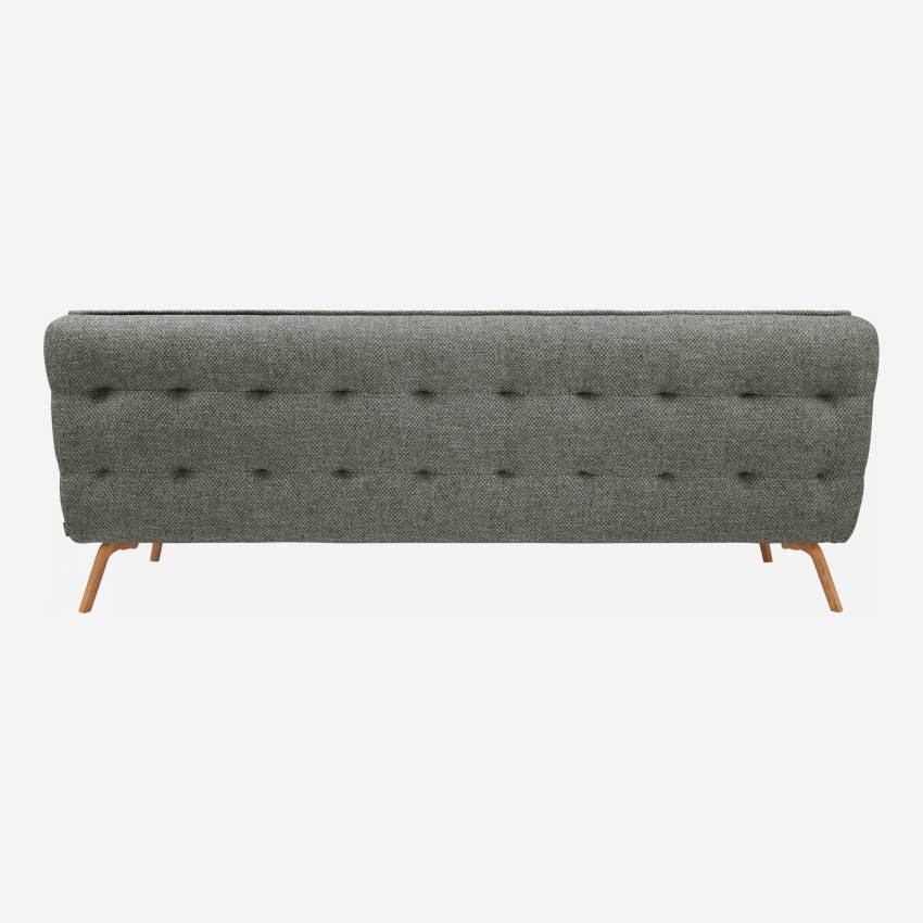 Bellagio fabric 3-seater sofa - Grey Black - Oak Legs
