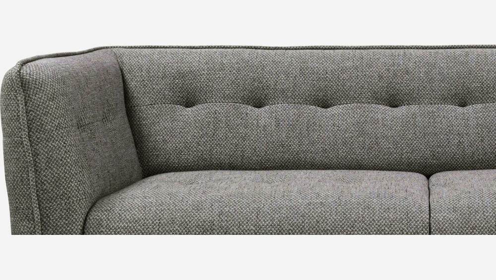 Bellagio fabric 3-seater sofa - Grey Black - Oak Legs