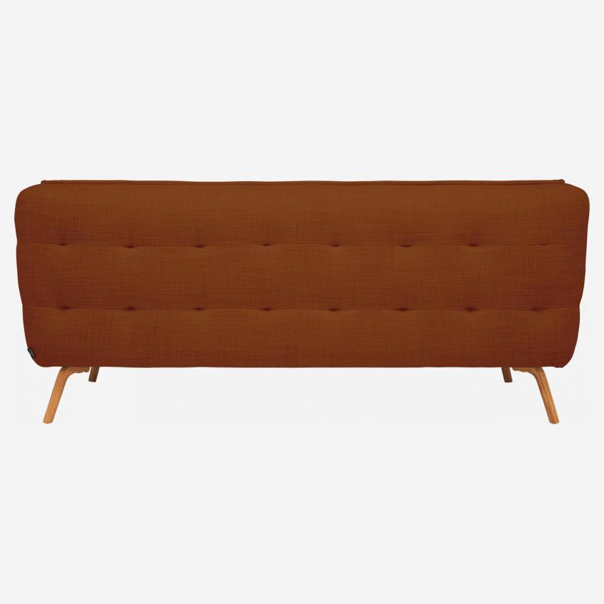 Fasoli fabric 2-seater sofa - Brick red - Oak legs