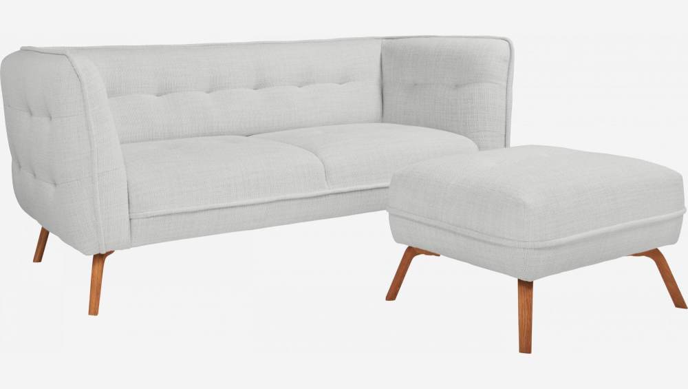 Fasoli fabric 2-seater sofa - Light grey - Oak legs