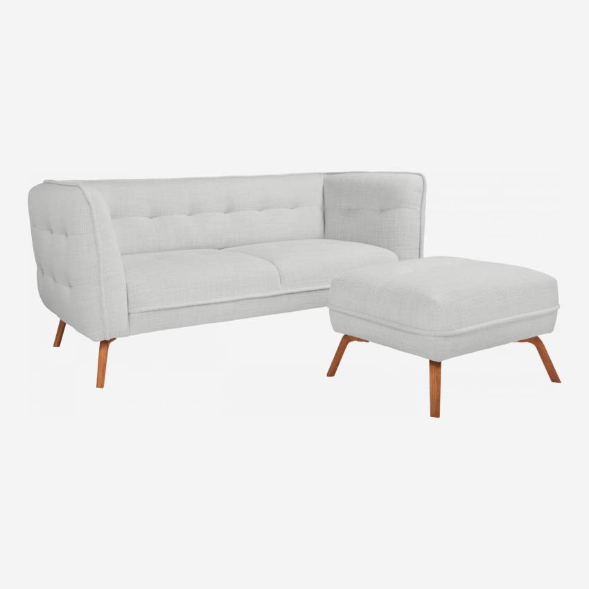 Fasoli fabric 2-seater sofa - Light grey - Oak legs