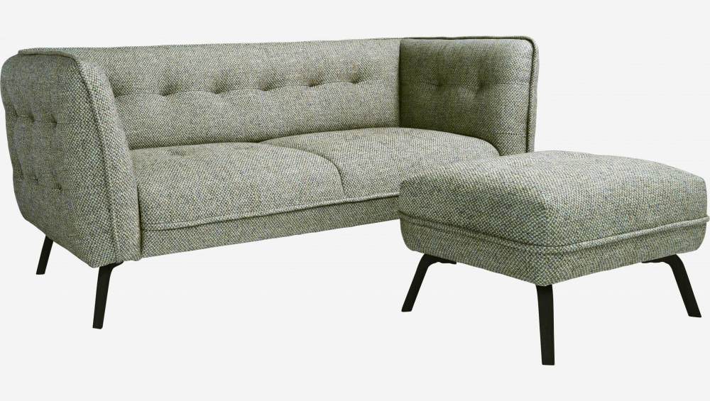 2-Sitzer-Sofa aus Bellagio-Stoff - Graugrün - Dunkle Füße