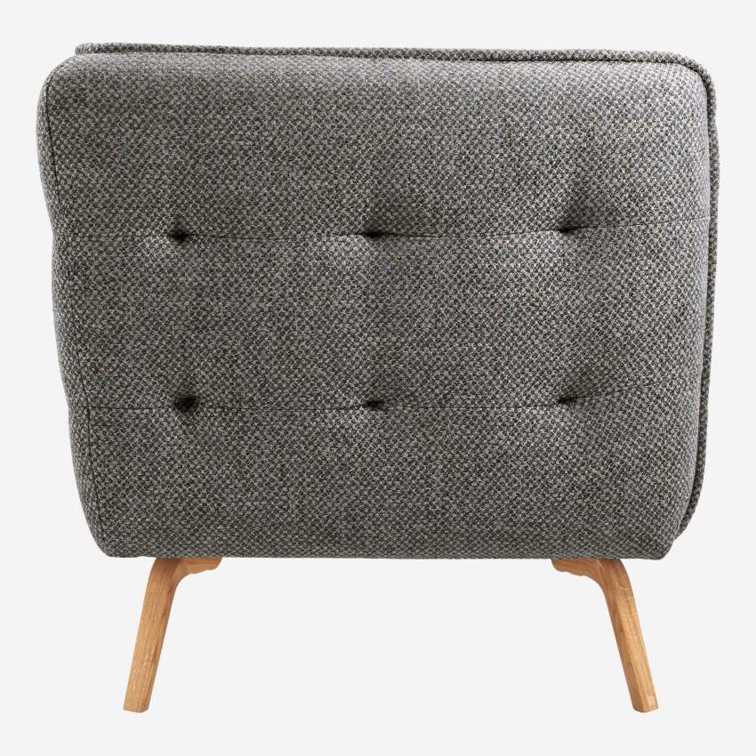 2-Sitzer-Sofa aus Bellagio-Stoff - Grauschwarz - Eichenfüße