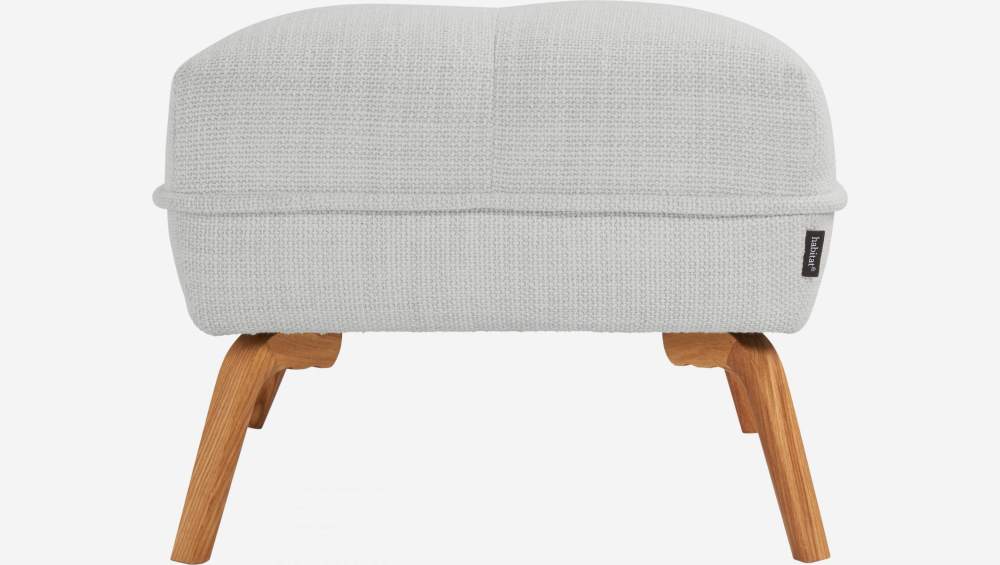 Fasoli fabric footstool - Light grey - Oak legs