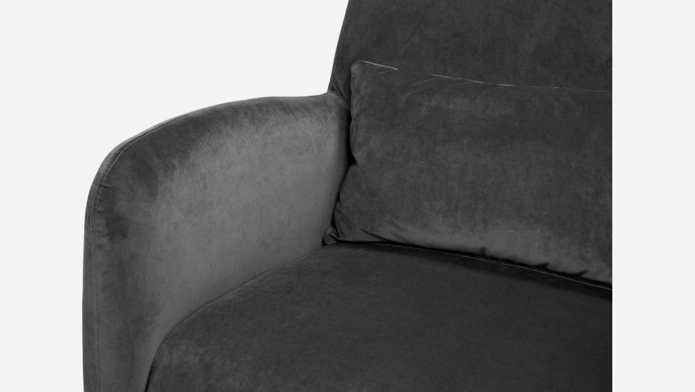 Sessel aus Samt - Silbergrau, dunkle Füße
