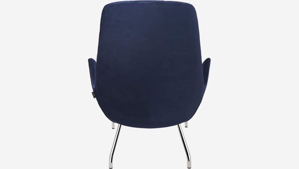 Sessel aus Samt - Marineblau - Füße aus verchromtem Stahl