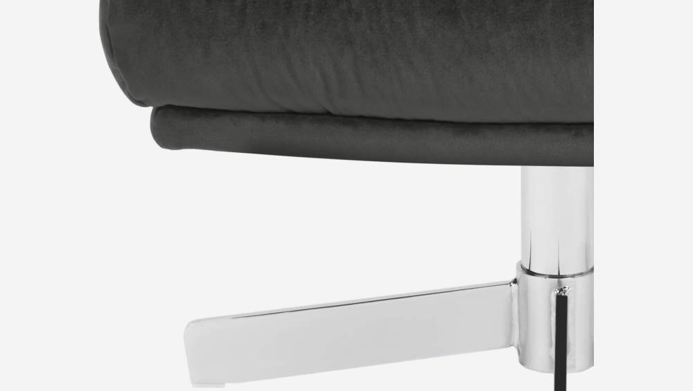 Footstool in Super Velvet fabric, silver grey with metal cross leg