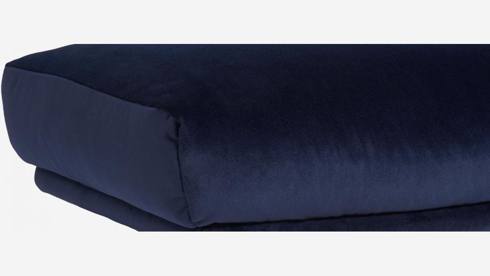 Footstool in Super Velvet fabric, dark blue with metal cross leg