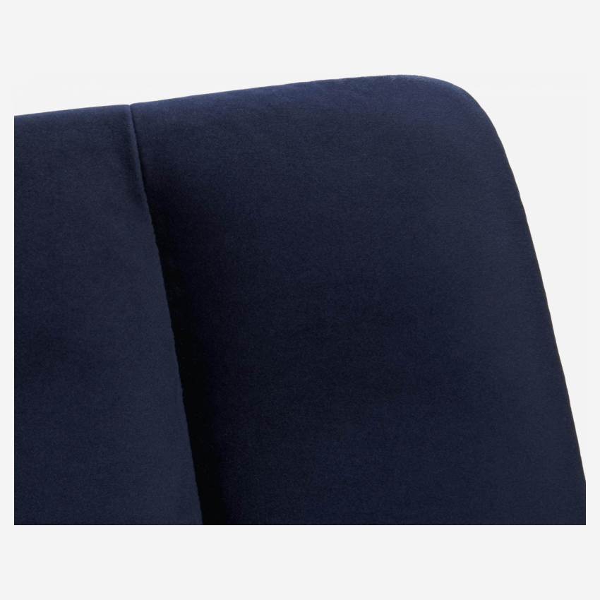 Armchair in Super Velvet fabric, dark blue with oak legs