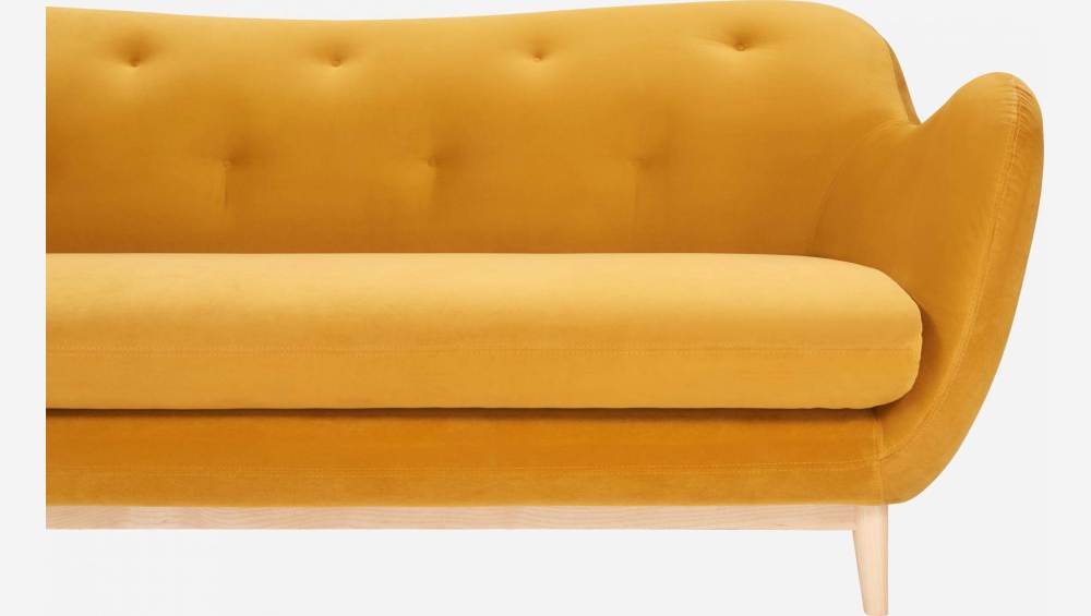 2-seater sofa in mustard yellow velvet - Design by Adrien Carvès