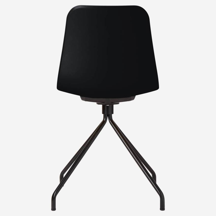 Black chair in polypropylene and lacquered steel legs