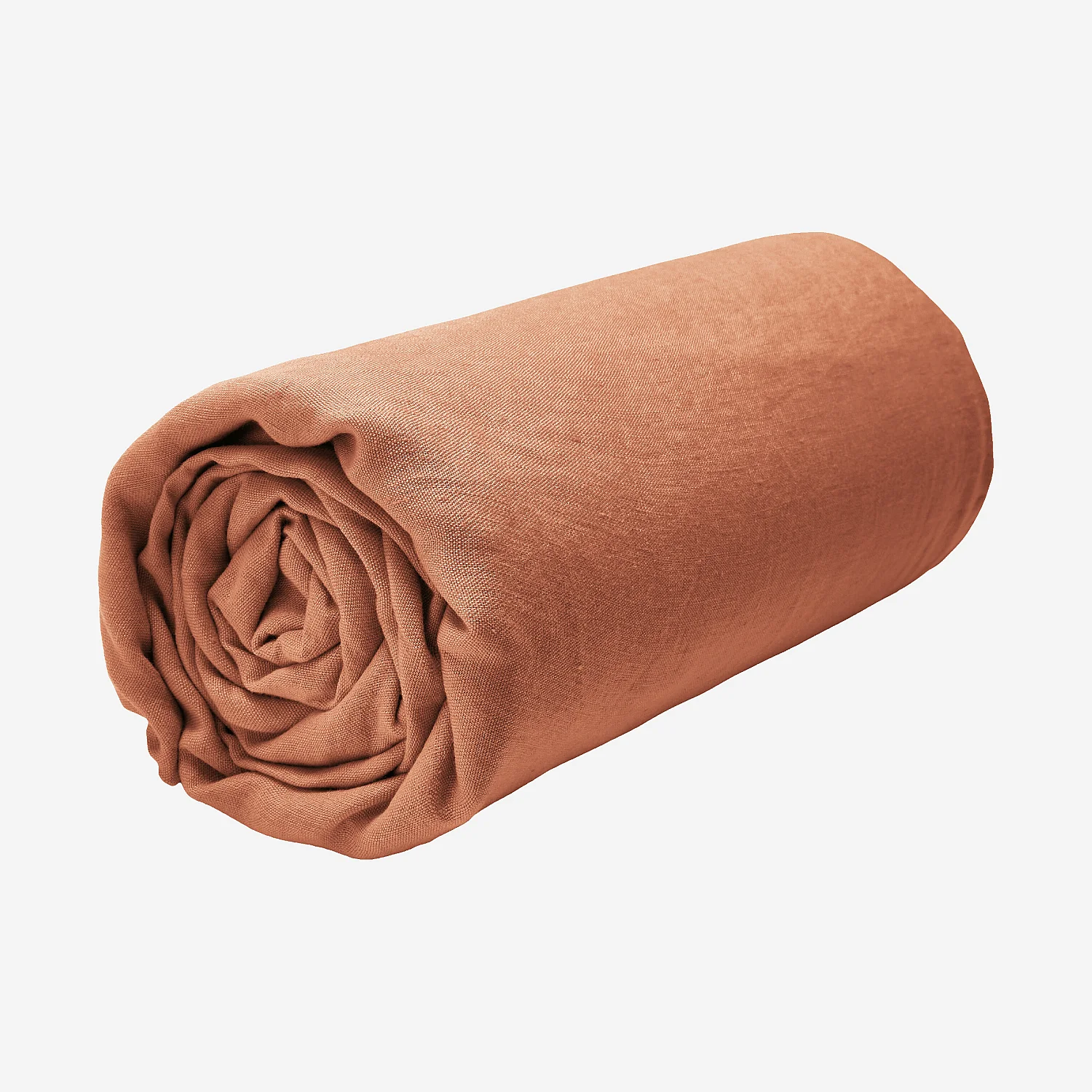 Drap housse en lin - 140 x 200 cm - Brun - 2