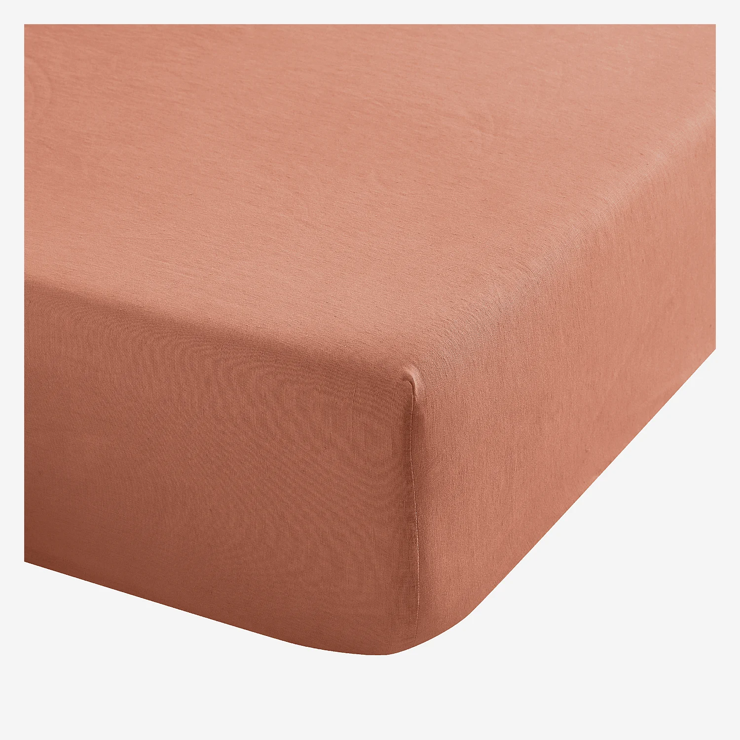 Drap housse en lin - 160 x 200 cm - Brun - 3