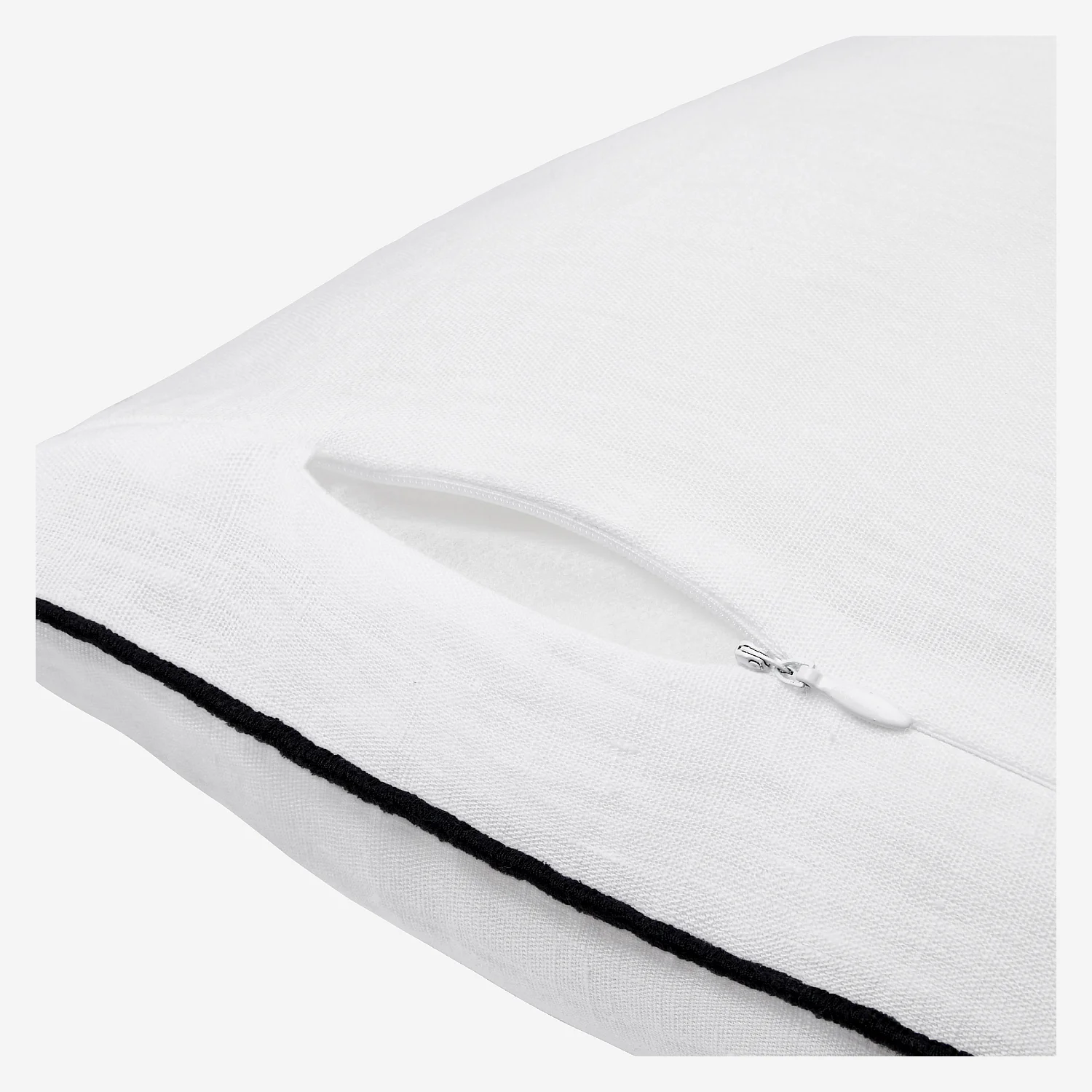 Coussin en lin à bourdon noir - 45 x 45 cm - Blanc - 4