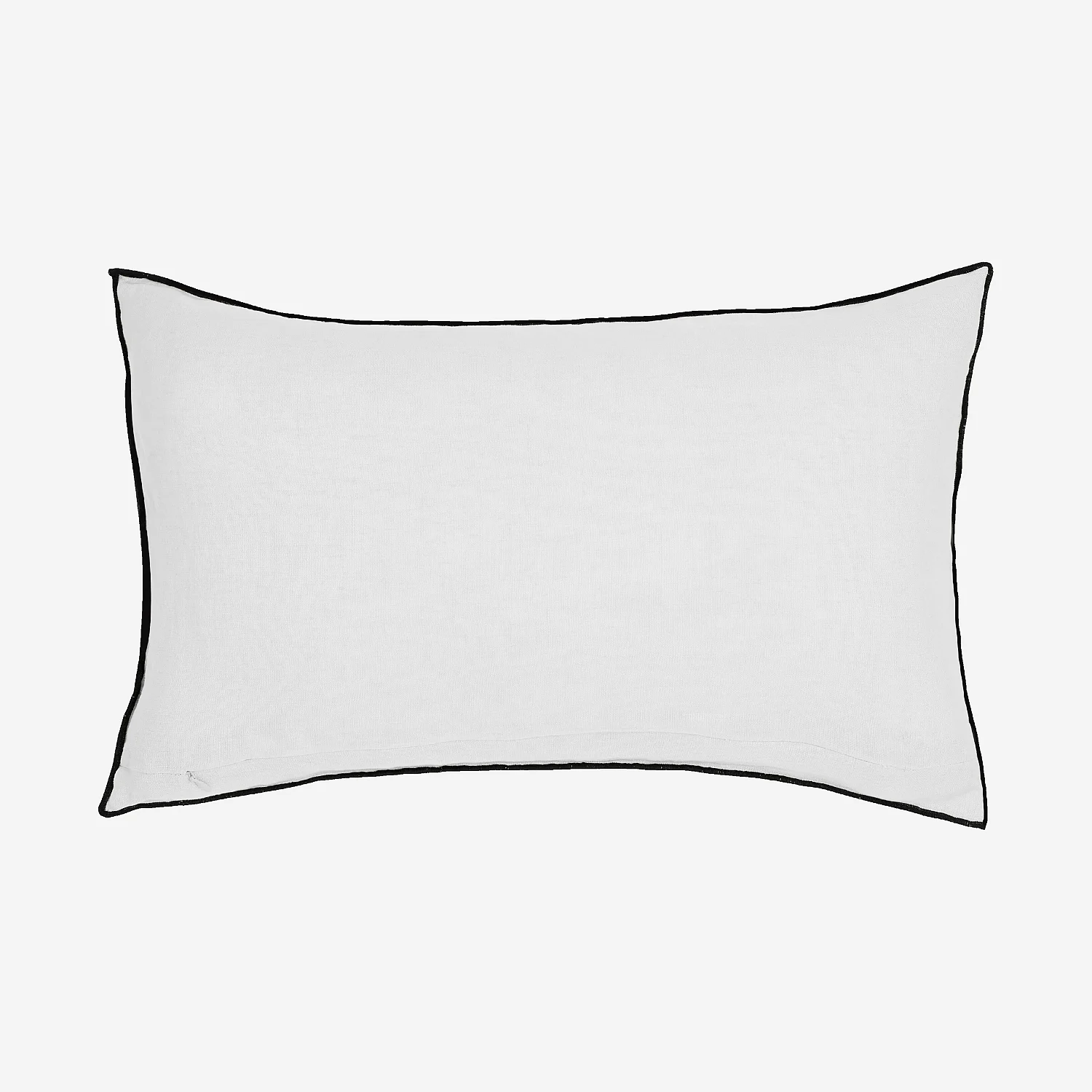 Coussin en lin à bourdon noir - 30 x 50 cm - Blanc - 8