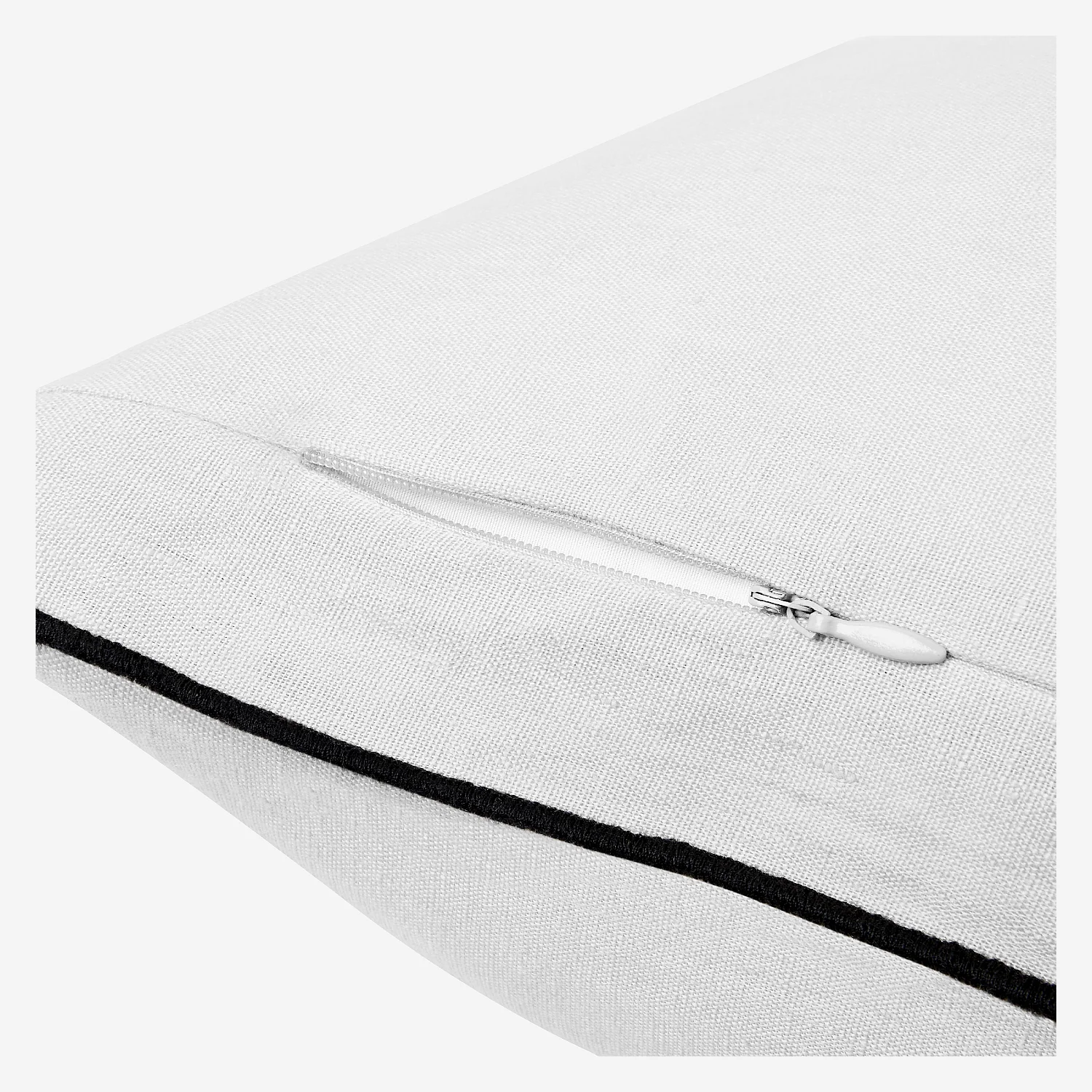 Coussin en lin à bourdon noir - 30 x 50 cm - Blanc - 4