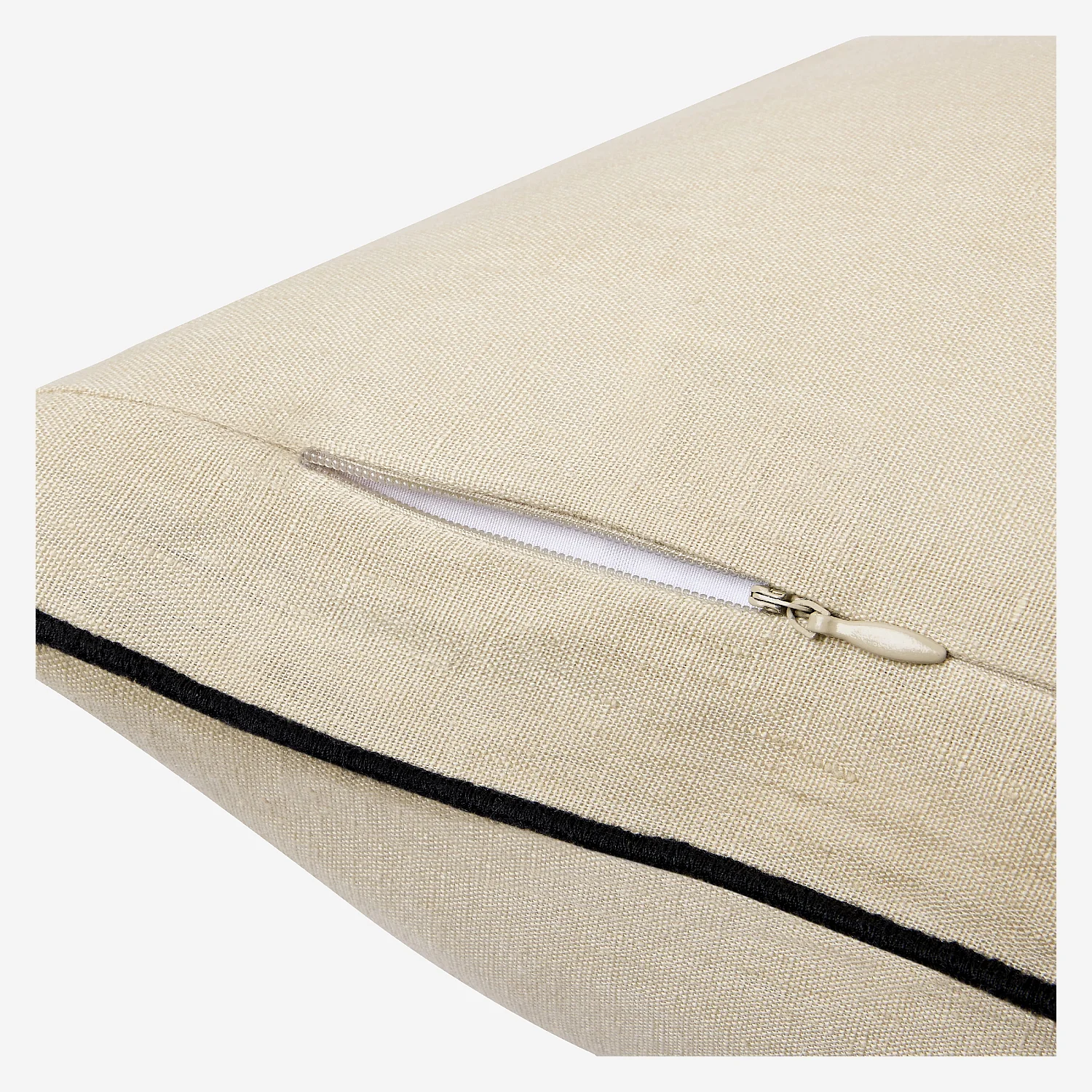 Coussin en lin à bourdon noir - 30 x 50 cm - Naturel - 5