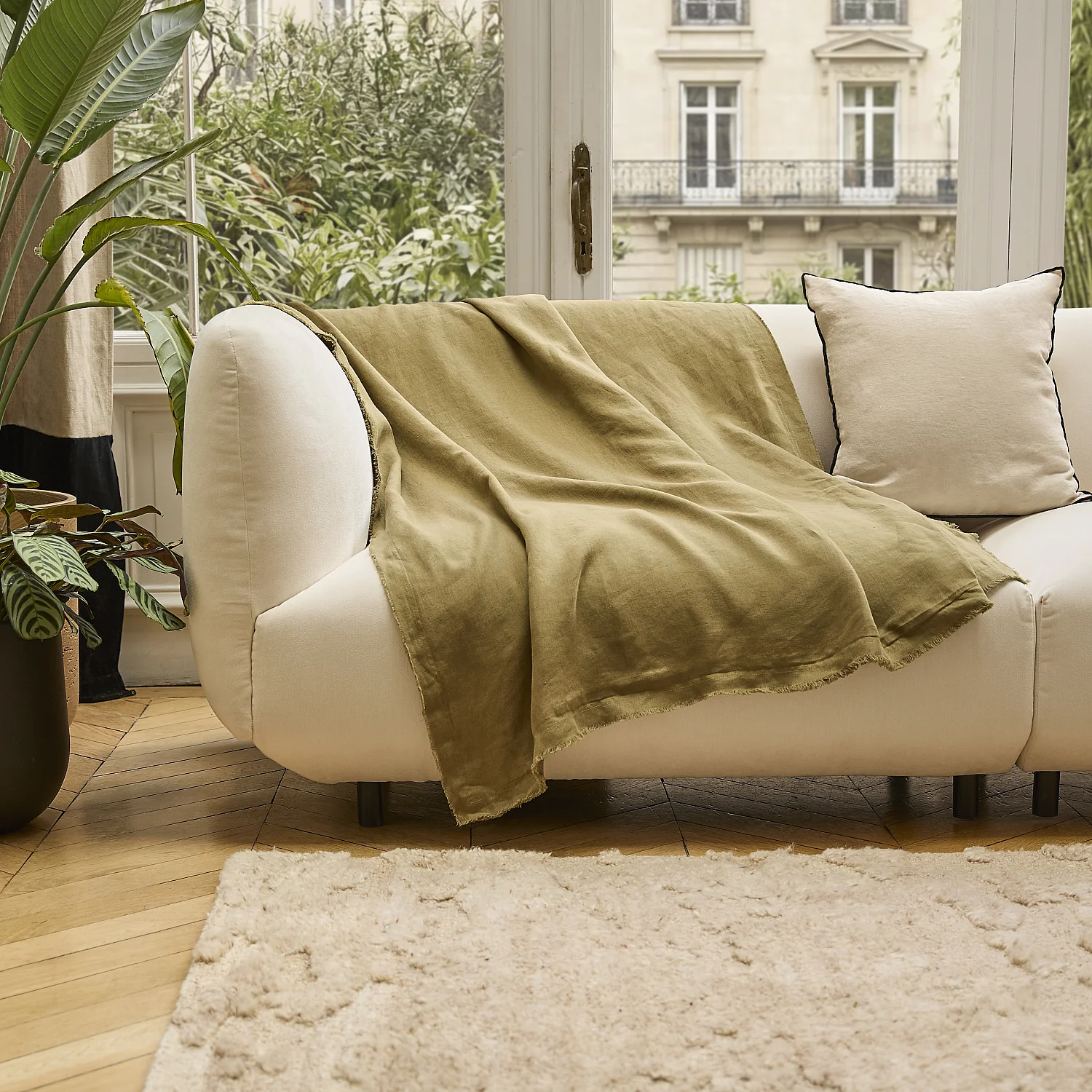 Plaid en lin - 120 x 180 cm - Bronze - 2