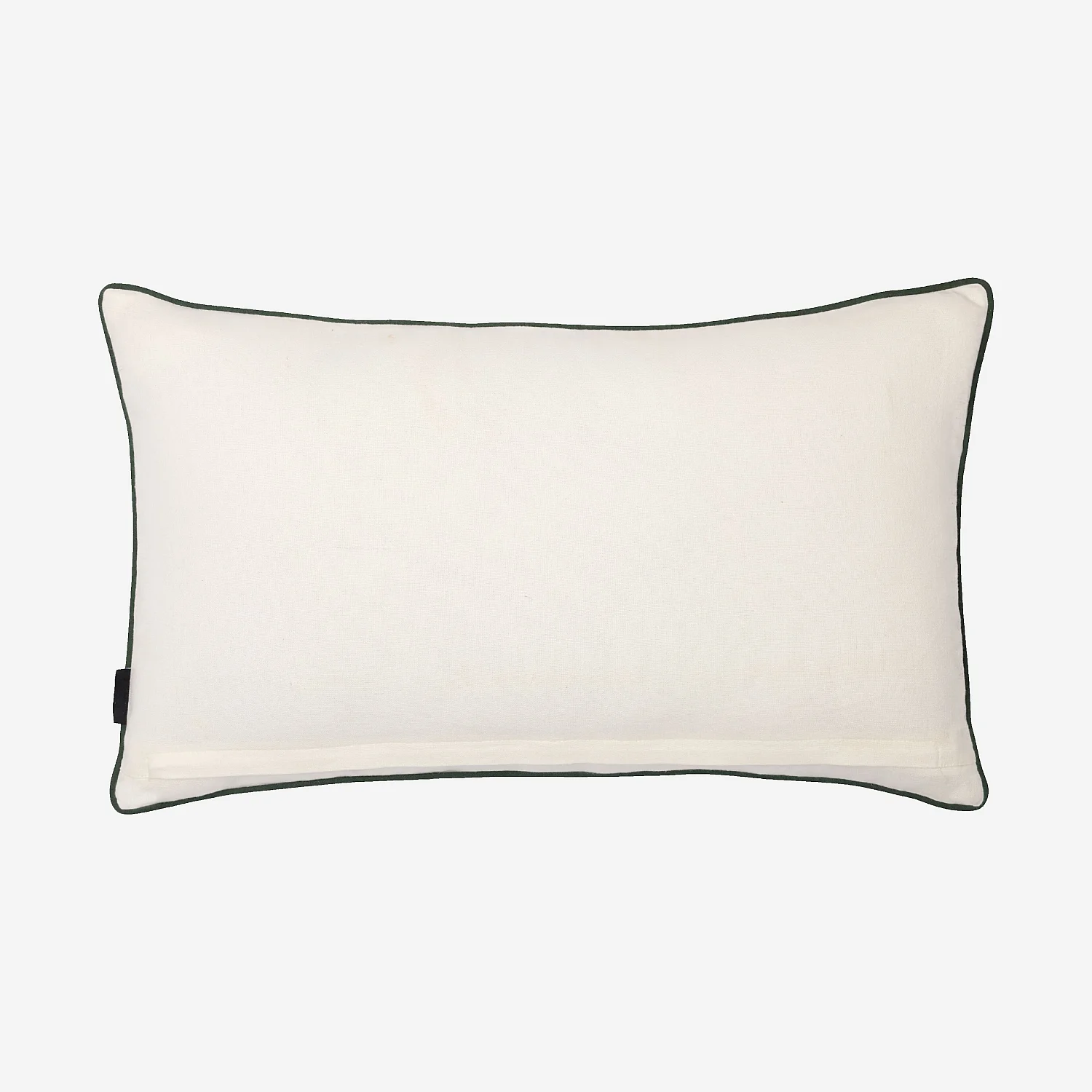 Coussin en coton et lin brodé - 30 x 50 cm - Écru et vert - 6