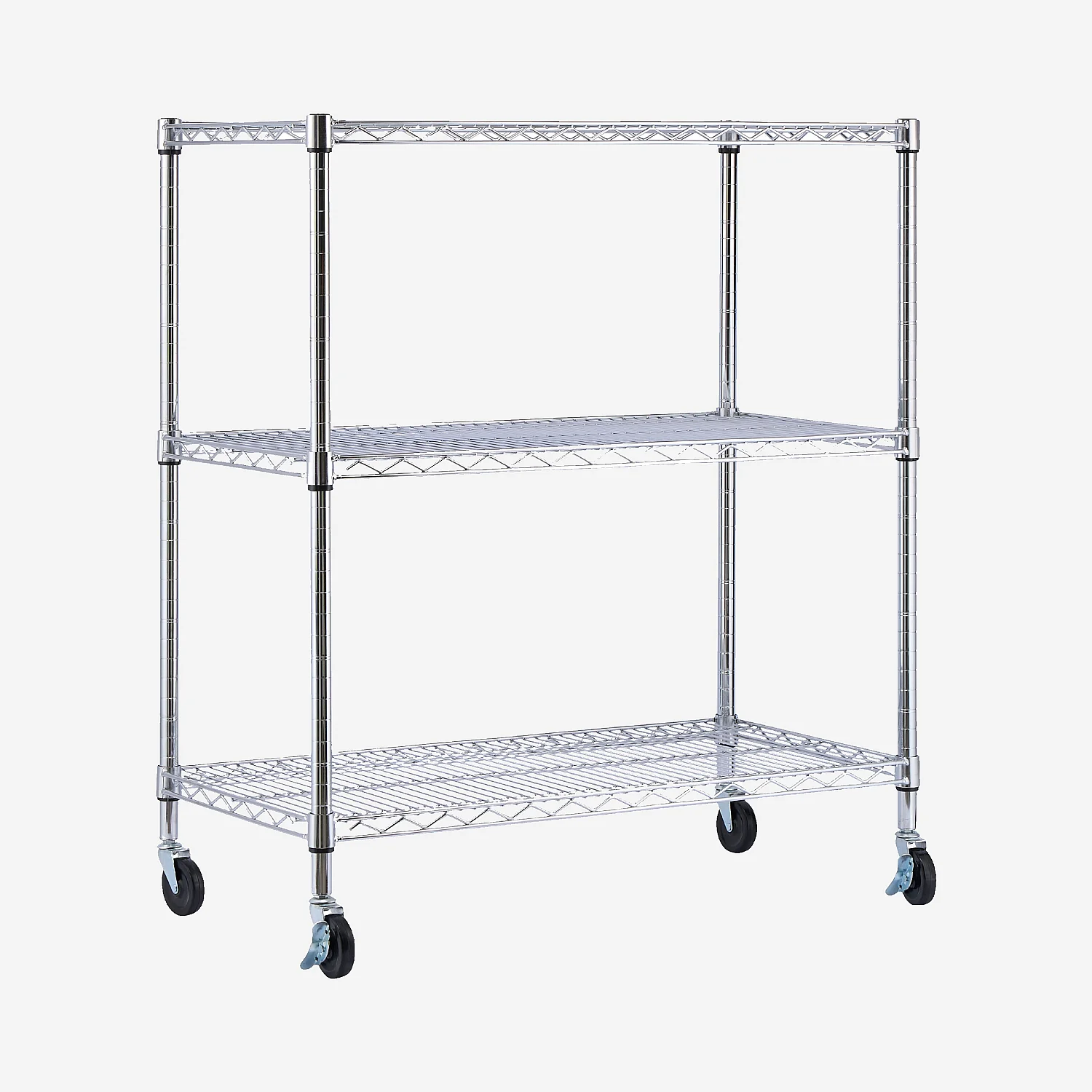 Hylle med 3 nivåer i karbonstål 90 x 103 cm – Krom - 3