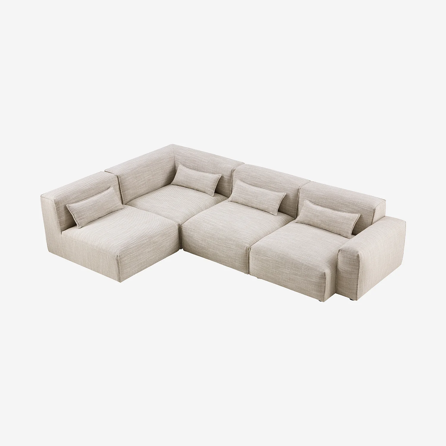 Grande divano angolare sinistro modulare in tessuto - Beige mélange - 4