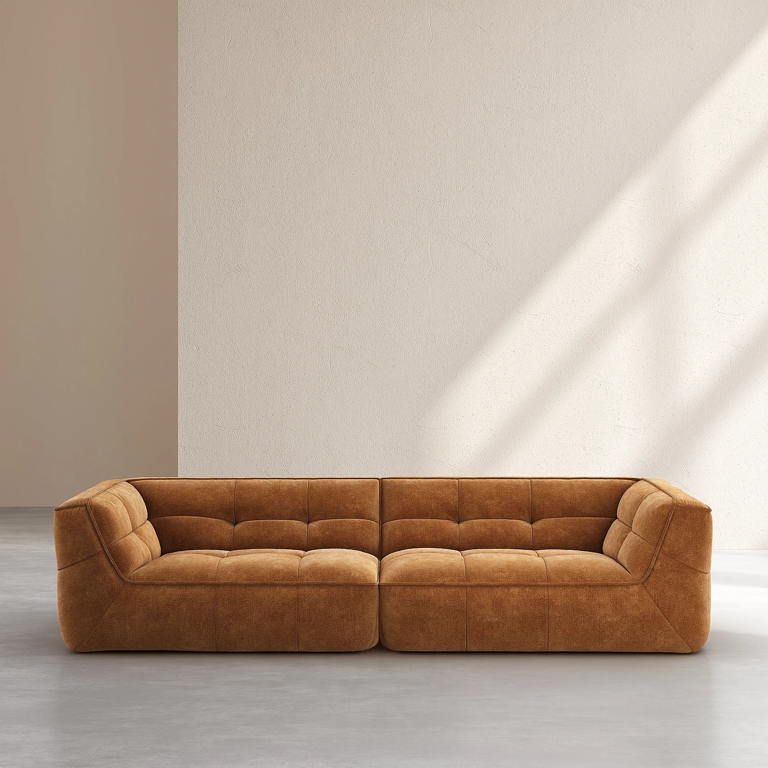 Canapé 4 places modulable en tissu - Ocre foncé - 4