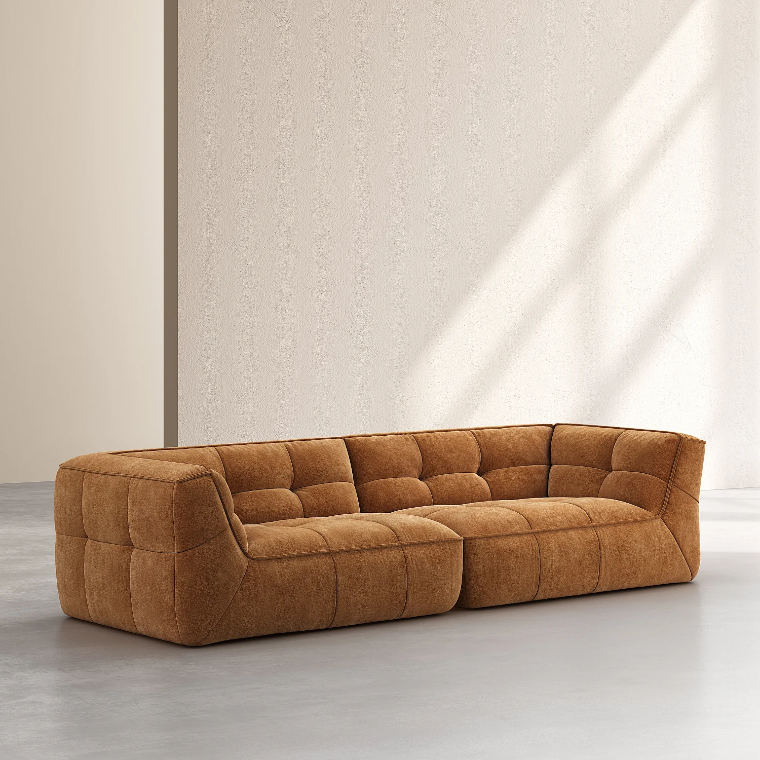 Canapé 4 places modulable en tissu - Ocre foncé - 3