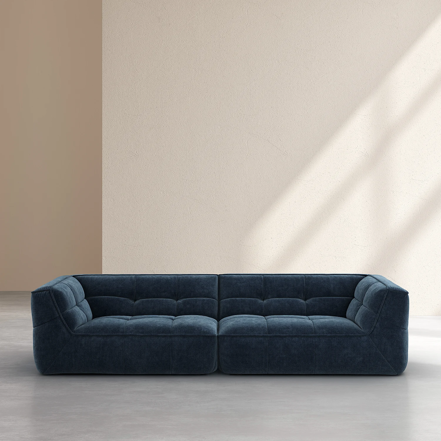 Canapé 4 places modulable en tissu - Bleu océan - 4