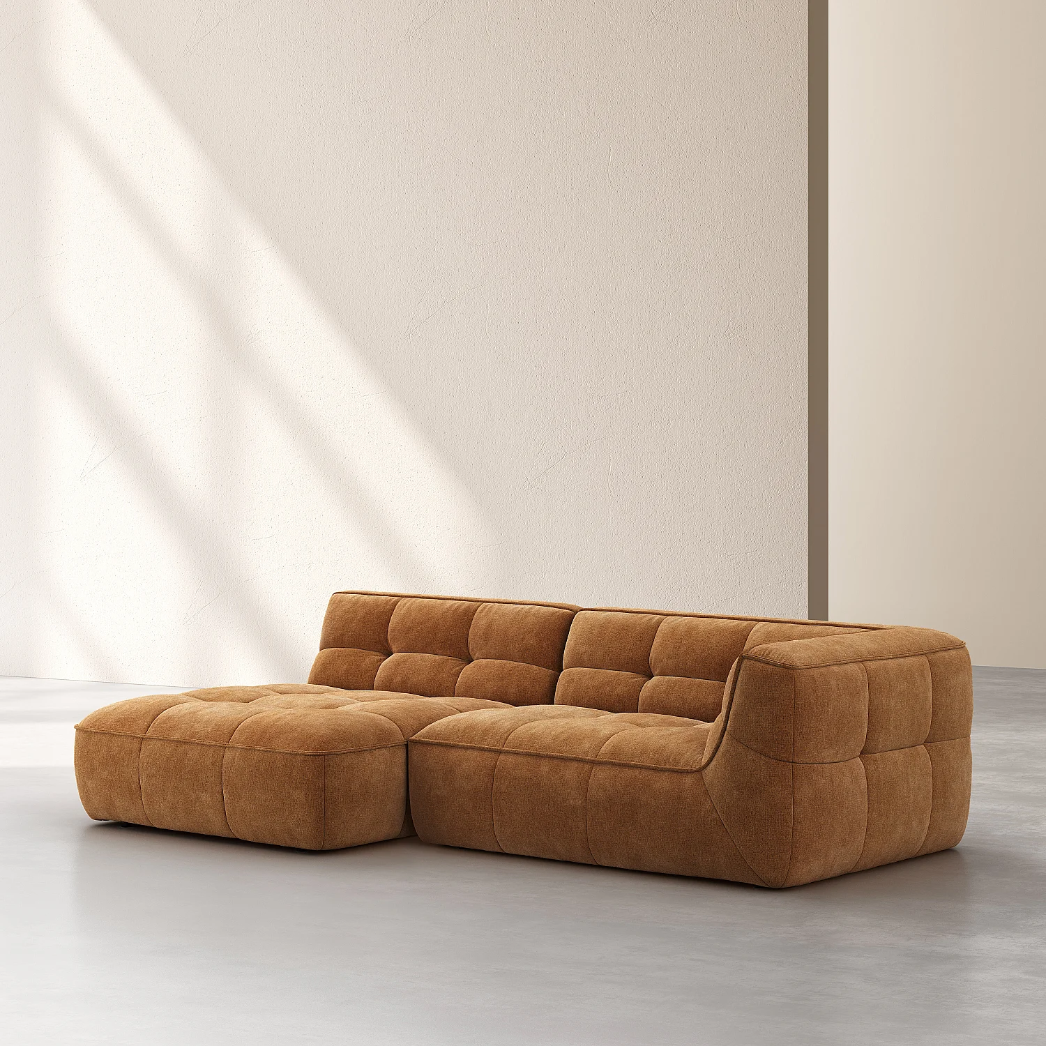 Canapé d'angle gauche modulable en tissu - Ocre foncé - 3