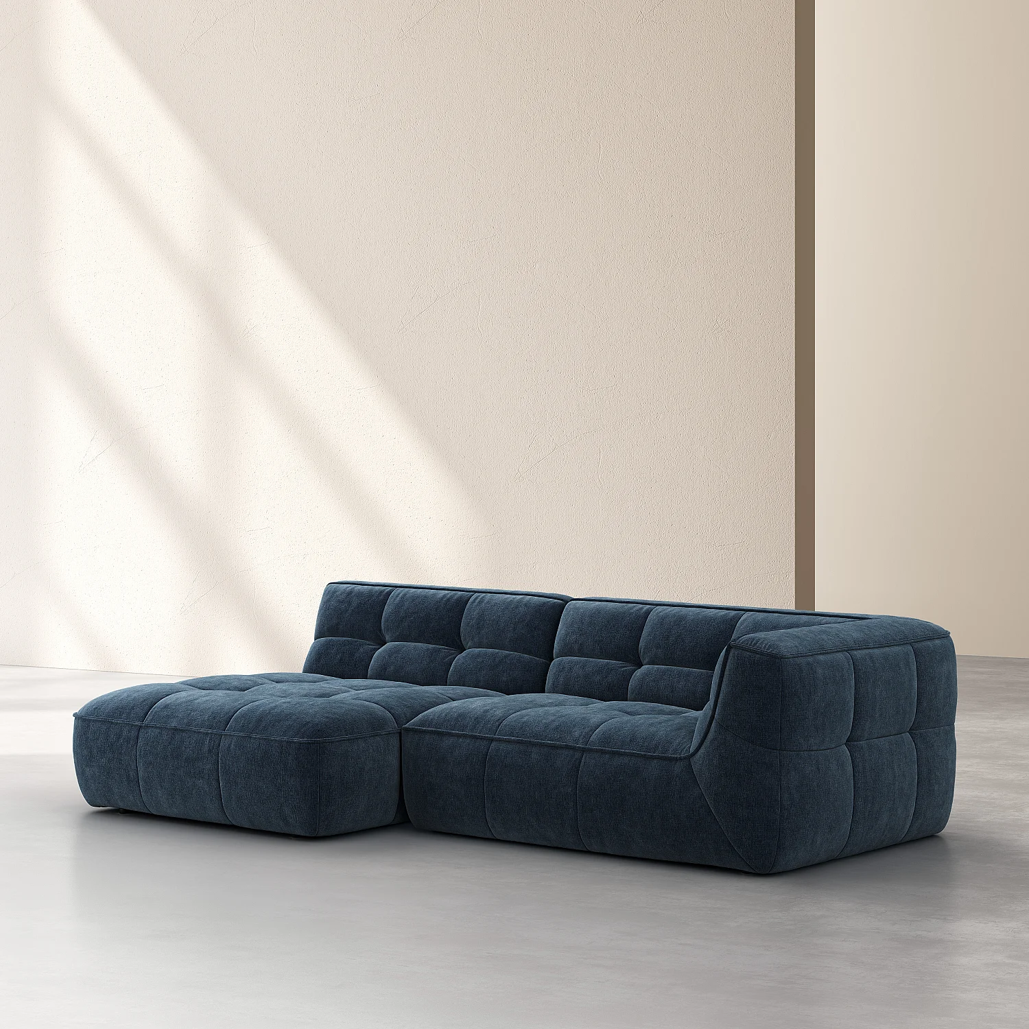 Canapé d'angle gauche modulable en tissu - Bleu océan - 3