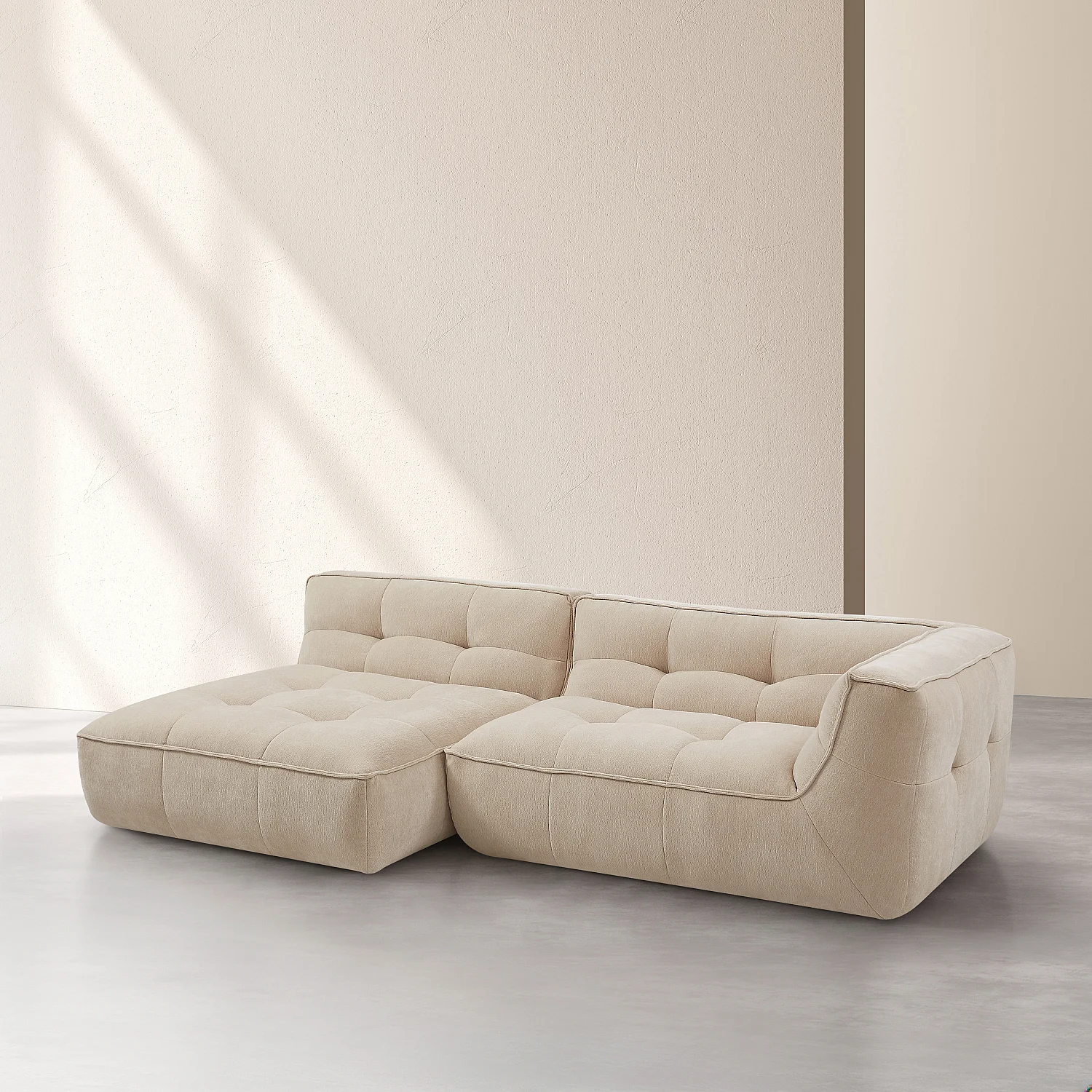 Modulares Ecksofa links aus Stoff - Sand - 3