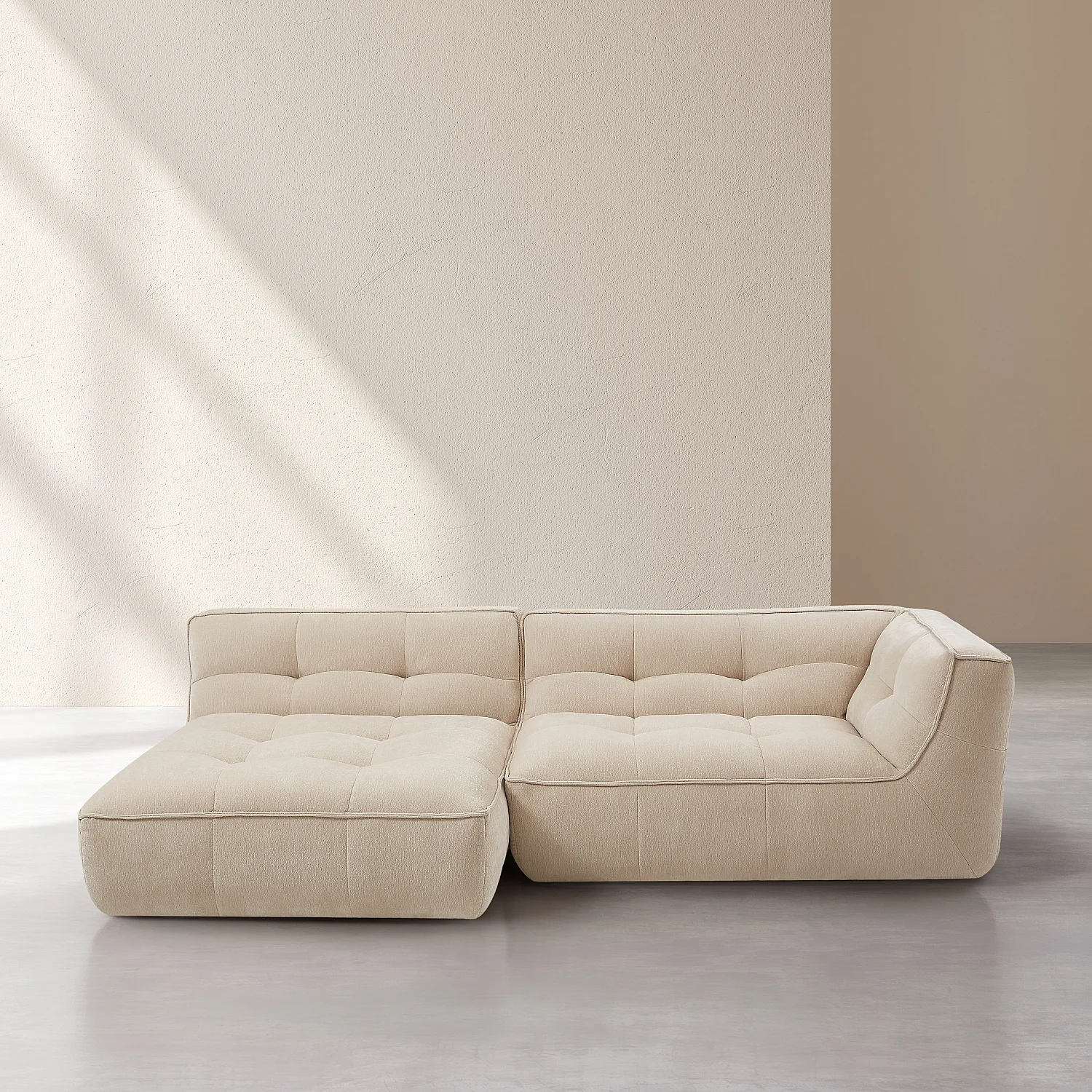 Modulares Ecksofa links aus Stoff - Sand - 2