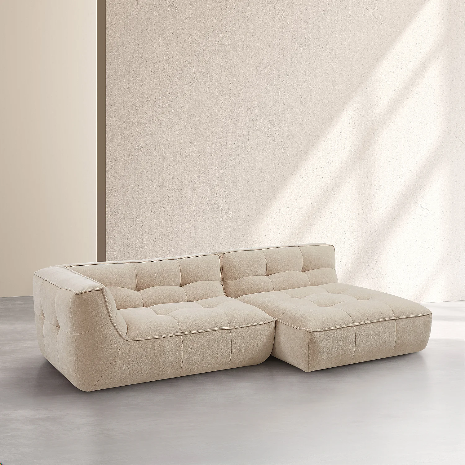 Modulares Ecksofa rechts aus Stoff - Sand - 3