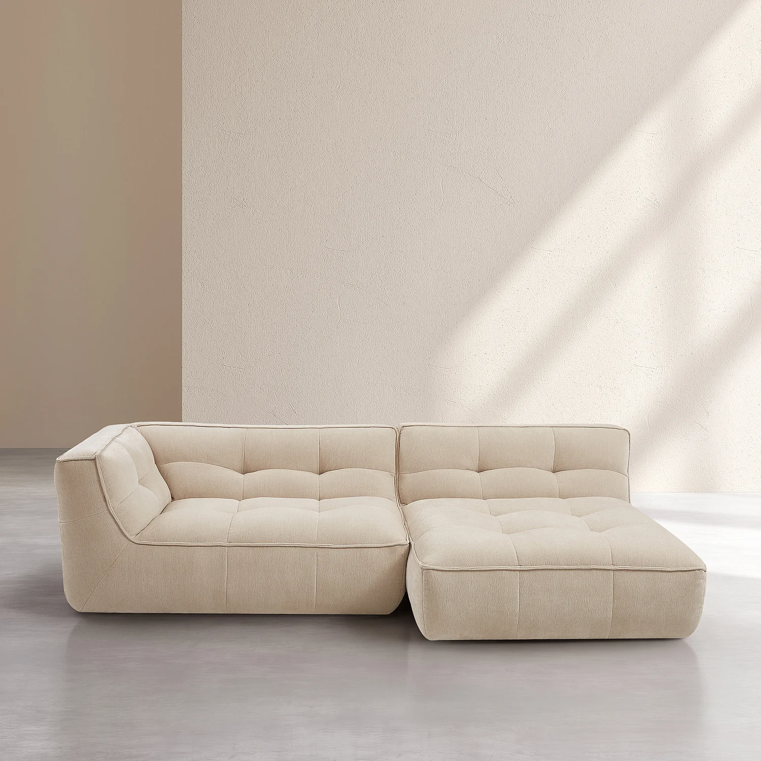 Modulares Ecksofa rechts aus Stoff - Sand - 2