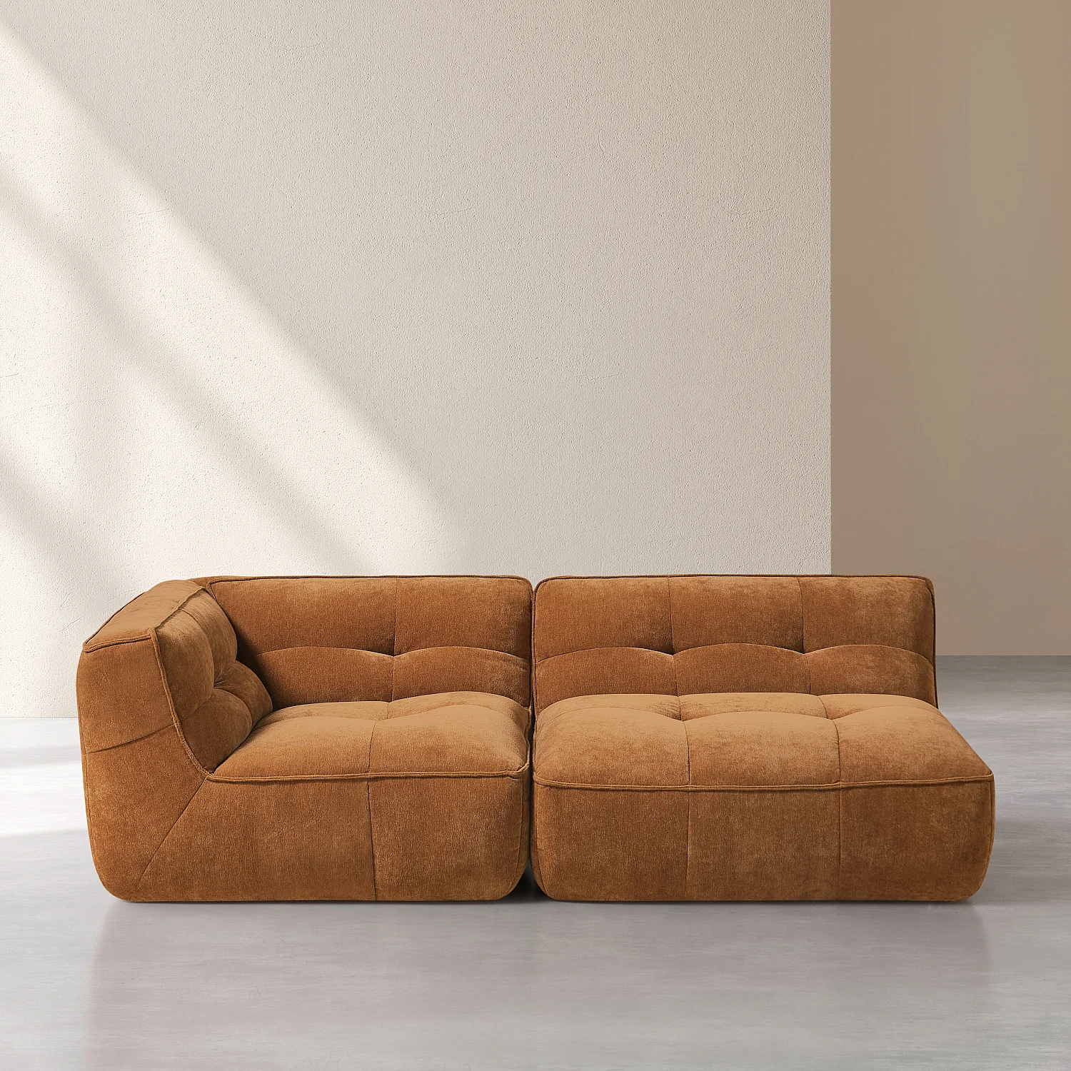 Méridienne droite modulable en tissu - Ocre foncé - 4