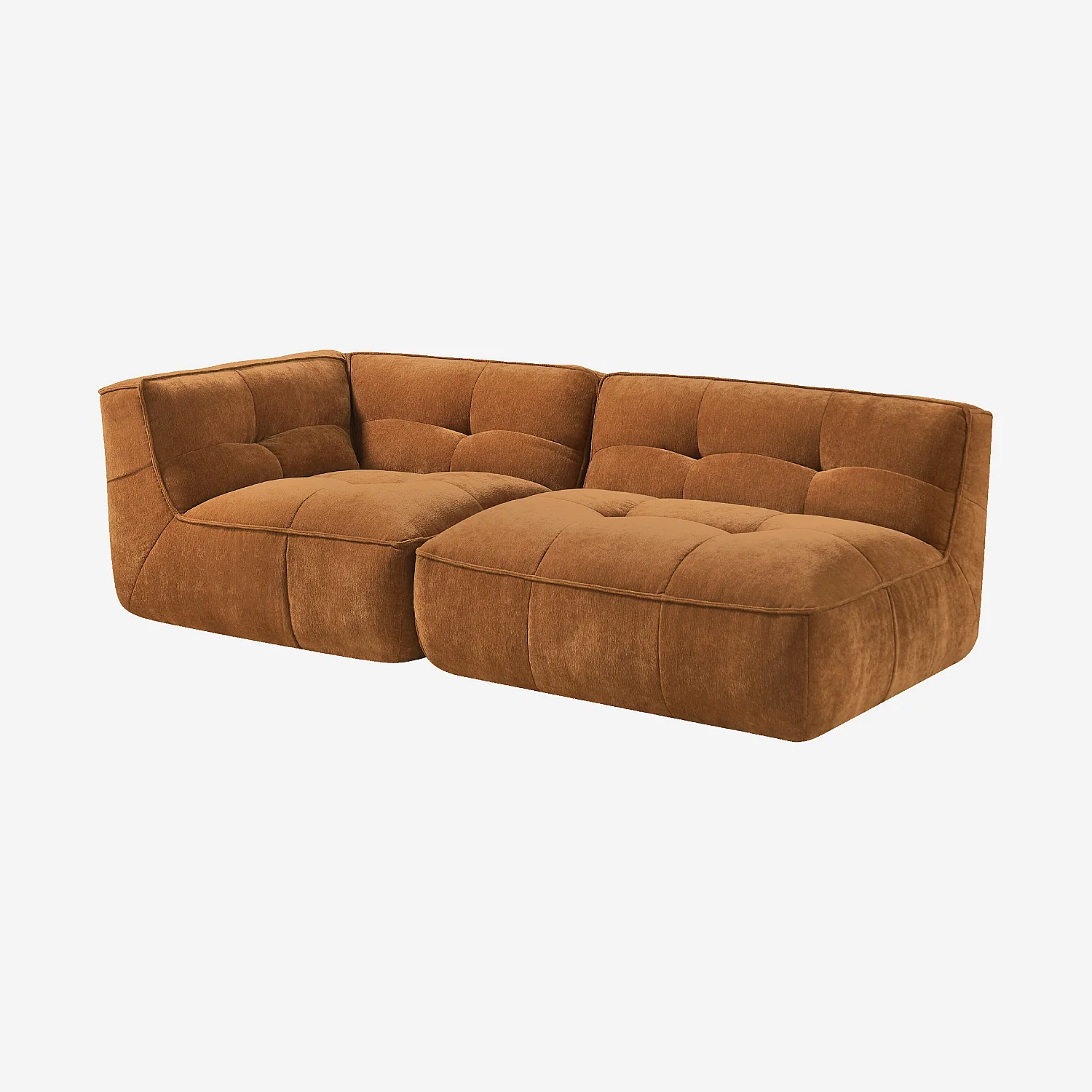 Méridienne droite modulable en tissu - Ocre foncé - 3