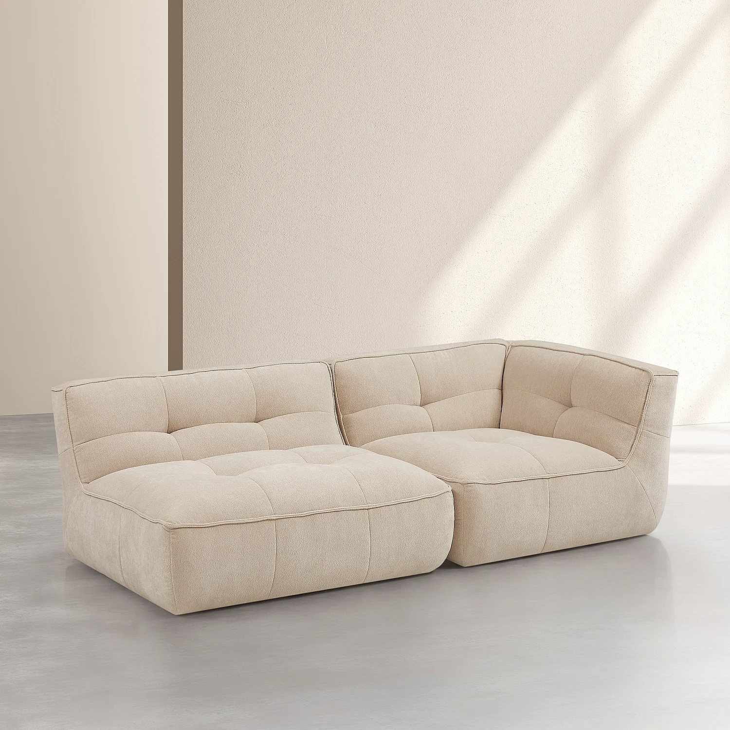 Méridienne droite modulable en tissu - Sable - 3