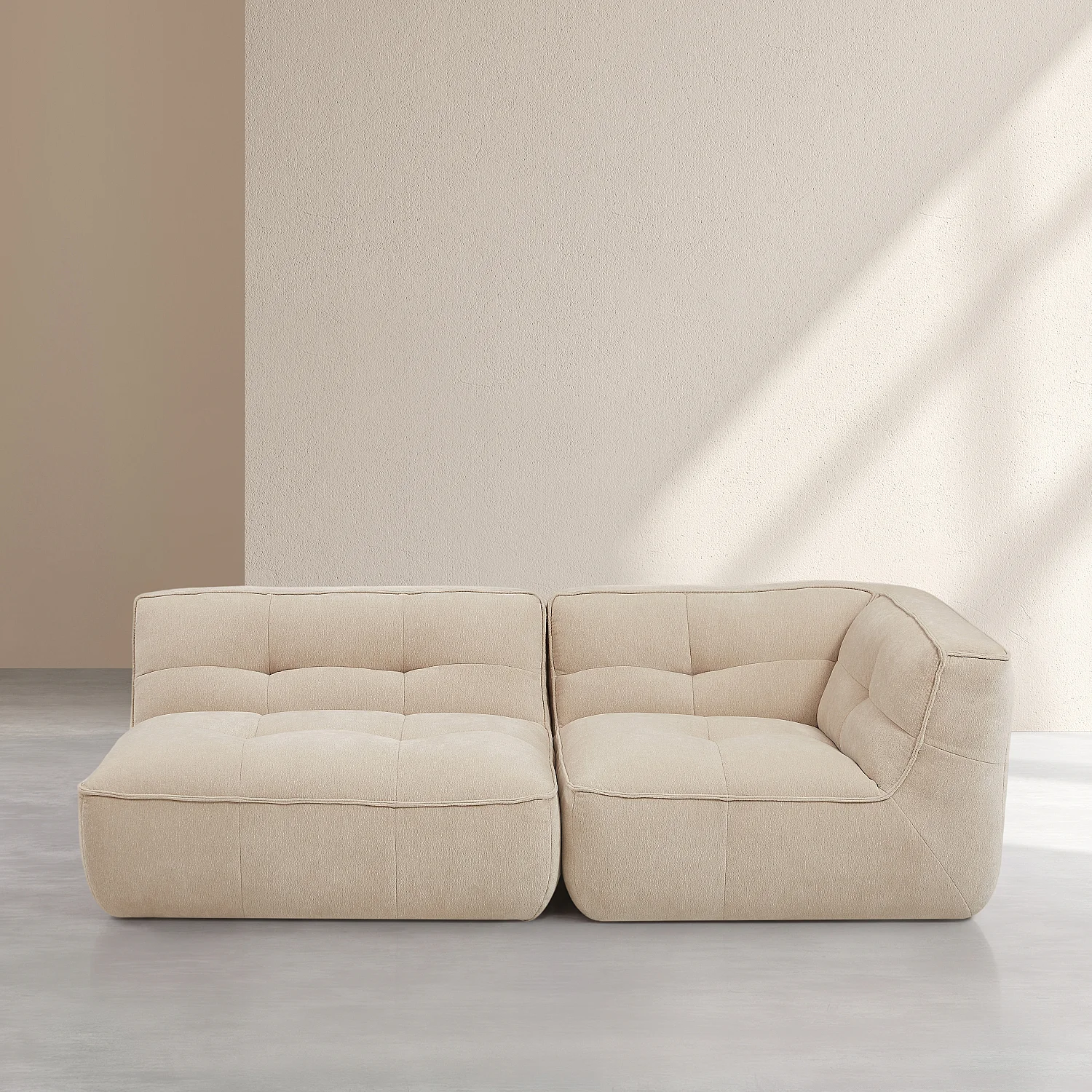 Méridienne droite modulable en tissu - Sable - 2